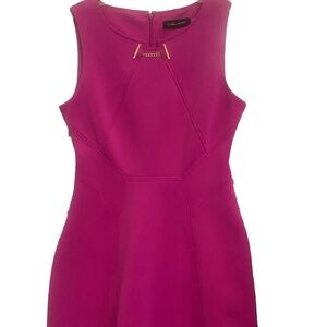 vanka Trump Fuchsia Elegant Fit & Flare Dress – Gold Detailing, Size 12